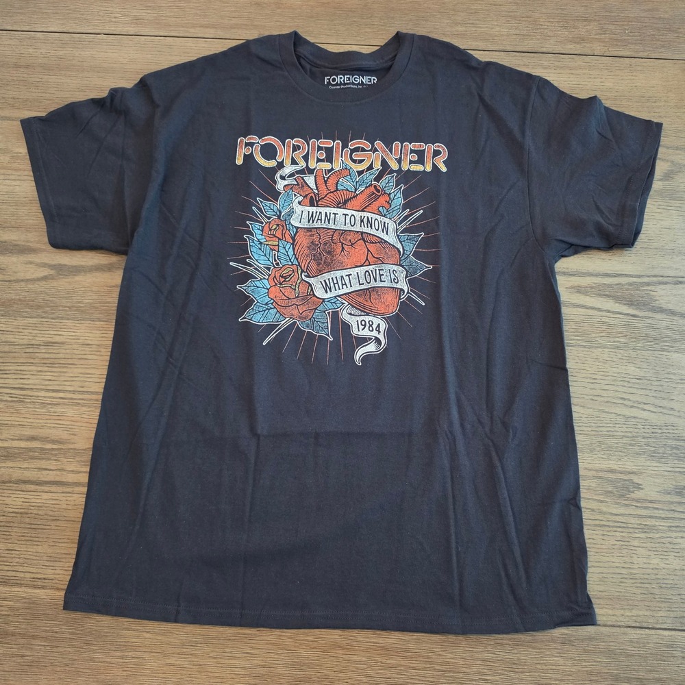 Foreigner I Want to Know What Love Is 1984 Band Graphic T-Shirt Black XL NWOT